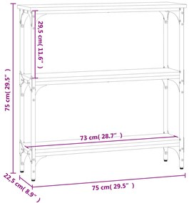 Mesa consola 75x22,5x75 cm derivados de madeira cinzento sonoma
