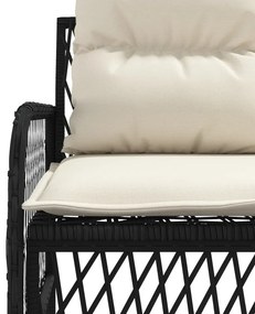 2 pcs conjunto sofás de jardim com almofadões vime PE preto