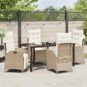 Conjunto de Jantar pra Jardim de 5 Peças em Rattã Sintético Bege