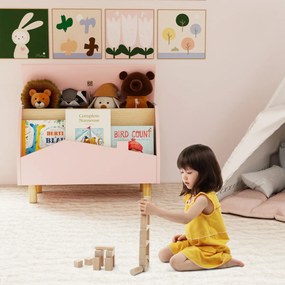 Estante de brinquedos 60 x 30 x 44 cm de madeira com baú para guardar brinquedos para crianças, estante infantil, Rosa