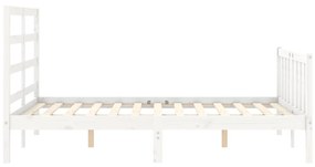 Estrutura de cama com cabeceira 140x190cm madeira maciça branco