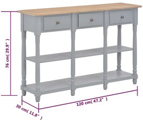 Mesa consola 120x30x76 cm MDF cinzento