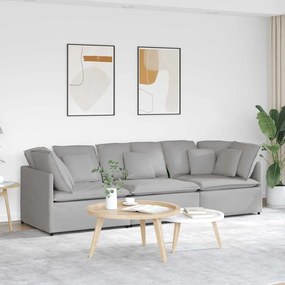 vidaXL Sofá modular com almofadas tecido cinzento nublado