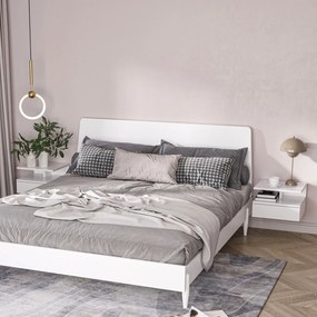 Conjunto de 2 Mesas de Cabeceira Flutuante com 1 Gaveta e Prateleira Aberta Montado na Parede 35x32x22,5 cm Branco