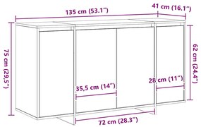 Buffet Branco Branco Madeira 135 x 41 x 75 cm Buffet Branco