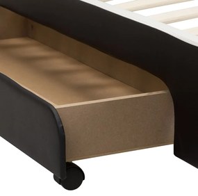 Estrutura de cama c/ LED 90x200 cm couro artificial preto