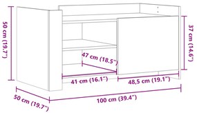 Mesa de centro 100x50x50cm derivados de madeira cinzento sonoma