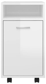 Móvel de apoio com rodas 33x38x60 cm contrapl. branco brilhante