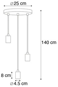 LED Candeeiro de suspensão industrial inteligente preto incl. Wifi G95 3-light - Facil Design,Moderno