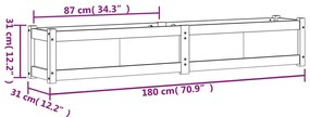 Vaso/floreira de jardim 180x31x31 cm pinho maciço castanho cera