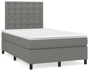 Cama boxspring com colchão 120x190 cm tecido cinzento-escuro