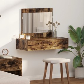 vidaXL mesa de maquilhagem suspensa Carvalho Fumado 83x40x70 cm