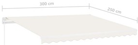 Toldo retrátil manual com LED 300x250 cm cor creme