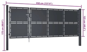 Portão de jardim 350x125 cm aço antracite