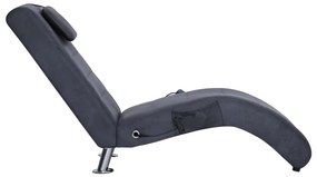 Chaise longue de massagem c/ almofada camurça artif. cinzento