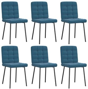 Cadeiras de jantar 6 pcs veludo azul