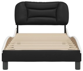 Estrutura de cama c/ cabeceira couro artificial 90x190cm