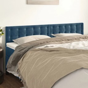 Cabeceira de cama 2 pcs veludo 90x5x78/88 cm azul-escuro