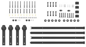 Kit de ferragens para porta deslizante 213,5 cm aço preto