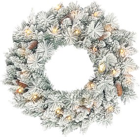 Grinalda de Natal Luminosa, 60 x 60 x 8 cm, 35 LED Branco Quente, Verde