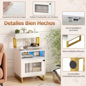 Mesa de cabeceira com luzes LED 45 x 40 x 80 cm com tabuleiro superior Estrutura metálica Branca