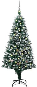 vidaXL Árvore Natal artificial pré-iluminada c/ bolas e pinhas 210 cm