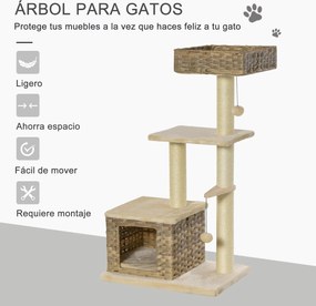 PawHut Árvore arranhador para gatos com plataformas, caverna, camas, b