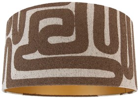 Abajur de tecido castanho com bege 50/50/25 Moderno