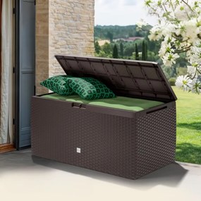 Caixa com tampo e rodas de 290 L, 114 x 47 x 60 cm Castanho