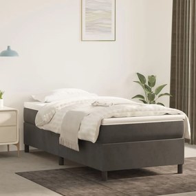 vidaXL Estrutura de cama com molas 90x190 cm veludo cinzento-escuro