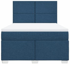 Cama com molas/colchão 160x200 cm tecido azul