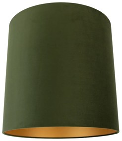 Abajur de Veludo Verde 40/40/40 com Interior Dourado
