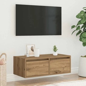 Móvel de TV com luzes LED 75x35,5x25 cm carvalho artisiano