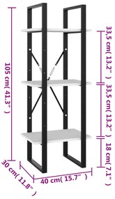 Estante c/ 3 prateleiras 40x30x105 cm contraplacado branco