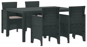 vidaXL Conjunto de Jantar para Jardim 5 pcs Antracite Rattan Polt