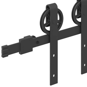 Kit de ferragens para porta deslizante 183 cm aço preto