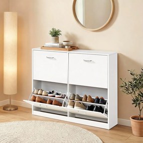 Sapateira com 4 abas para sapatos 24 x 105,5 x 82,7 cm branco