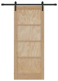 Porta Deslizante com Conjunto de Ferragens 83x202 cm Madeira Sólida de