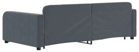 Sofá-cama c/ gavetão e gavetas 100x200cm veludo cinzento-escuro