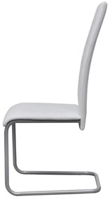 Cadeiras de jantar cantilever 2 pcs couro artificial branco