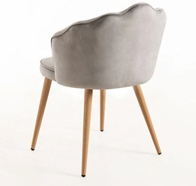Cadeira de Jantar Menpu em Veludo - Cinzento - Design Nórdico