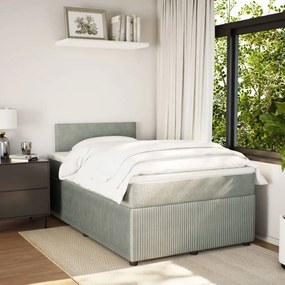 Cama boxspring com colchão 120x190 cm veludo cinzento-claro