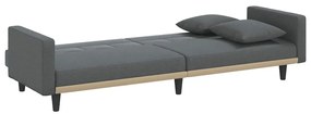 Sofá-cama com almofadões tecido cinzento-escuro
