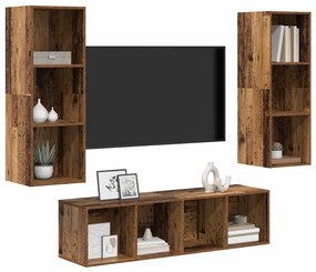 Conjunto de Estantes para TV 3 pcs Madeira antiga