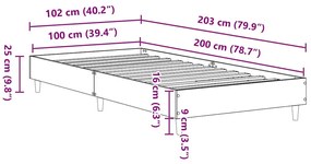 Estrutura de cama sem colchão 100x200 cm madeira velha