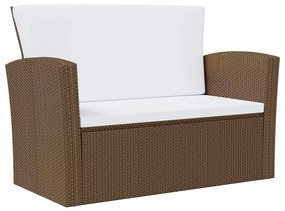 8 pcs conjunto lounge jardim c/ almofadões vime PE castanho
