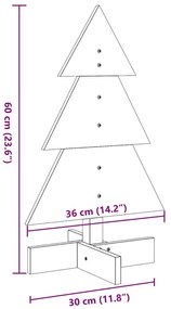 Árvore Natal decorativa 60 cm madeira de pinho maciça branco