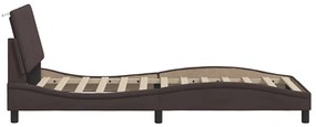 Estrutura de cama sem colchão 90x200 cm tecido castanho-escuro