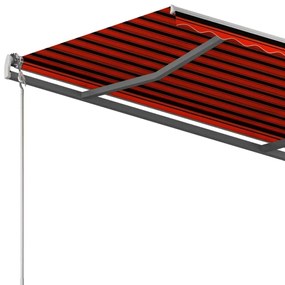 Toldo retrátil automático com postes 4x3 m laranja e castanho