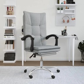 vidaXL Cadeira de escritório reclinável tecido cinzento-claro